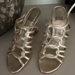 Stuart Weizmann sandal stilettos in gold